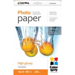 Фотопапір глянцевий ColorWay, 100 аркушів A6, 200г/м2 (PG2001004R) Фотопапір глянцевий ColorWay, 100 аркушів A6, 200г/м2 (PG2001004R)