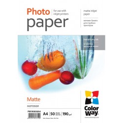 Фотопапір матовий ColorWay, 50 аркушів A4, 190г/м2 (PM190050A4) Фотопапір матовий ColorWay, 50 аркушів A4, 190г/м2 (PM190050A4)