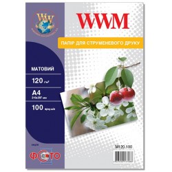 Фотопапір матовий WWM, 100 аркушів А4, 120г/м2 (M120.100) Фотопапір матовий WWM, 100 аркушів А4, 120г/м2 (M120.100)