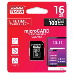 Карта пам'яті microSDHC 16ГБ GoodRAM, Class10 UHS-I (M1AA-0160R12) Карта пам'яті microSDHC 16ГБ GoodRAM, Class10 UHS-I (M1AA-0160R12)