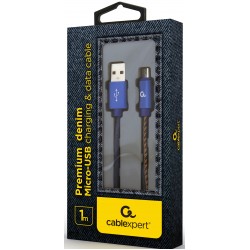 Кабель USB 2.0 Micro - 1.0 м Cablexpert CC-USB2J-AMmBM-1M-BL, преміум, 2.1А Кабель USB 2.0 Micro - 1.0 м Cablexpert CC-USB2J-AMmBM-1M-BL, преміум, 2.1А
