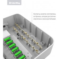 Мережевий фільтр ColorWay 1.8 м 3 x евророзетки, 6 x USB розетка, Black (CW-CHE36B)