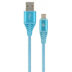 Кабель USB 2.0 - 1.0м AM/Micro-B Cablexpert CC-USB2B-AMmBM-1M-VW, преміум, 2.1А ,блакитний Кабель USB 2.0 - 1.0м AM/Micro-B Cablexpert CC-USB2B-AMmBM-1M-VW, преміум, 2.1А ,блакитний