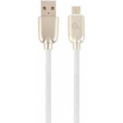 Кабель USB 2.0 - 1.0м AM/Micro-B Cablexpert CC-USB2R-AMmBM-1M-W, премиум, 2.1А, білий Кабель USB 2.0 - 1.0м AM/Micro-B Cablexpert CC-USB2R-AMmBM-1M-W, премиум, 2.1А, білий