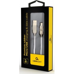 Кабель USB 2.0 - 1.0м AM/Micro-B Cablexpert CC-USB2R-AMmBM-1M-W, премиум, 2.1А, білий Кабель USB 2.0 - 1.0м AM/Micro-B Cablexpert CC-USB2R-AMmBM-1M-W, премиум, 2.1А, білий