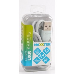 Кабель USB 2.0 - 1.0м AM/Micro B Maxxter UB-M-USB-01MG, Grey, преміум, 2.4А Кабель USB 2.0 - 1.0м AM/Micro B Maxxter UB-M-USB-01MG, Grey, преміум, 2.4А