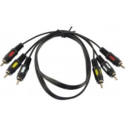 Кабель Audio-Video 3RCA - 3RCA, 3 тюльпана-(M) - 3 тюльпана (M) 0,8 м PE packing (10808)