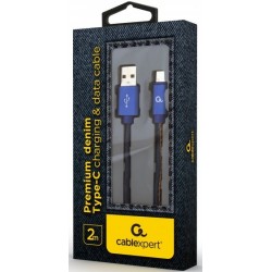 Кабель USB 2.0 - 2.0м AM/Type-C Cablexpert CC-USB2J-AMCM-2M-BL, преміум, 2.1А, синій Кабель USB 2.0 - 2.0м AM/Type-C Cablexpert CC-USB2J-AMCM-2M-BL, преміум, 2.1А, синій