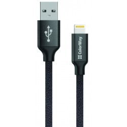 Кабель USB - Lightning, ColorWay, Black, 1м, 2.1A (CW-CBUL004-BK) Кабель USB - Lightning, ColorWay, Black, 1м, 2.1A (CW-CBUL004-BK)