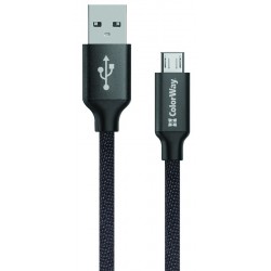 Кабель USB - microUSB, Black, 1 м, 2.1A ColorWay (CW-CBUM002-BK) Кабель USB - microUSB, Black, 1 м, 2.1A ColorWay (CW-CBUM002-BK)