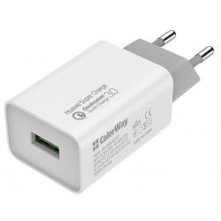 Зарядний пристрій ColorWay CW-CHS014Q-WT, White, 1xUSB, 4A, Super Charge/Quick Charge