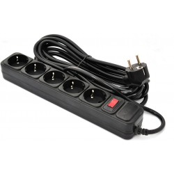Мережевий фільтр Patron Black, 5 м 6 розеток 16А до 3.5 кВт (SP-1655)