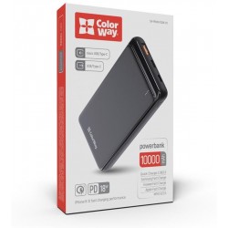 Зовнішній акумулятор ColorWay 10000 mAh (CW-PB100LPG3BK-PD)