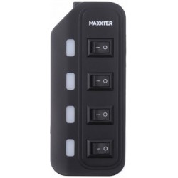 Концентратор USB Maxxter HU2A-4P-AC-02 Black, 4xUSB2.0 Концентратор USB Maxxter HU2A-4P-AC-02 Black, 4xUSB2.0
