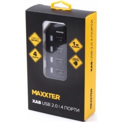 Концентратор USB Maxxter HU2A-4P-AC-02 Black, 4xUSB2.0 Концентратор USB Maxxter HU2A-4P-AC-02 Black, 4xUSB2.0