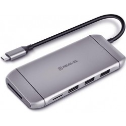 Концентратор USB REAL-EL CQ-900 Space Grey, 3xUSB3.0, RJ-45, HDMI, VGA, SD/miniSD Концентратор USB REAL-EL CQ-900 Space Grey, 3xUSB3.0, RJ-45, HDMI, VGA, SD/miniSD
