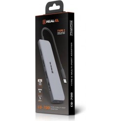 Концентратор USB REAL-EL CQ-700 Space Grey, 3xUSB3.0, HDMI, USB-C (EL123110002) Концентратор USB REAL-EL CQ-700 Space Grey, 3xUSB3.0, HDMI, USB-C (EL123110002)
