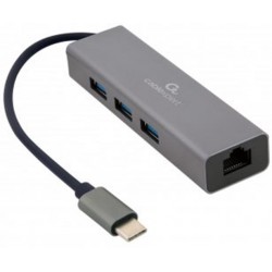 Концентратор USB-C Cablexpert Metal Grey, 3xUSB3.1 + RJ-45 (A-CMU3-LAN-01) Концентратор USB-C Cablexpert Metal Grey, 3xUSB3.1 + RJ-45 (A-CMU3-LAN-01)