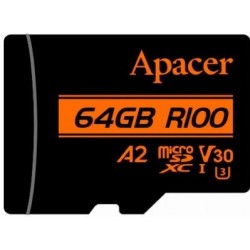 Карта пам'яті microSDXC 64ГБ Apacer + SD адаптер, UHS-I/U3 Class 10 (AP64GMCSX10U8-R) Карта пам'яті microSDXC 64ГБ Apacer + SD адаптер, UHS-I/U3 Class 10 (AP64GMCSX10U8-R)