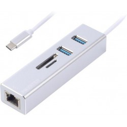Концентратор USB Maxxter Grey, 2хUSB3.0, RJ-45, microSD/TFxUSB-C (NECH-2P-SD-01) Концентратор USB Maxxter Grey, 2хUSB3.0, RJ-45, microSD/TFxUSB-C (NECH-2P-SD-01)