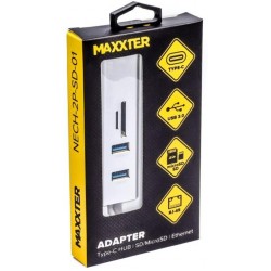 Концентратор USB Maxxter Grey, 2хUSB3.0, RJ-45, microSD/TFxUSB-C (NECH-2P-SD-01) Концентратор USB Maxxter Grey, 2хUSB3.0, RJ-45, microSD/TFxUSB-C (NECH-2P-SD-01)