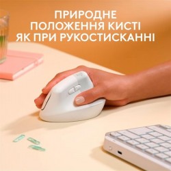 Мышь Logitech Lift for Mac Vertical Ergonomic White USB Wireless (910-006477)