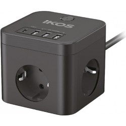 Мережевий фільтр C34S-CU Black 1.5 м 3, 3 х USB розетка, Чорний (0007-CEF)