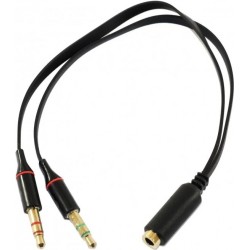 Перехідник звуковий ATcom 4pin Jack (M) to 2*3pin (F) 10 см, чорний (17488)