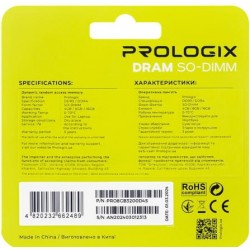 Пам'ять SO-DIMM 8GB DDR4 3200MHz PrologiX (PRO8GB3200D4S) Пам'ять SO-DIMM 8GB DDR4 3200MHz PrologiX (PRO8GB3200D4S)