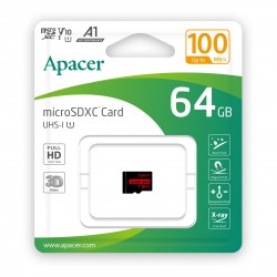 Карта пам'яті MicroSDHC 64GB UHS-I Class 10 Apacer (AP64GMCSX10UB-RA) Карта пам'яті MicroSDHC 64GB UHS-I Class 10 Apacer (AP64GMCSX10UB-RA)