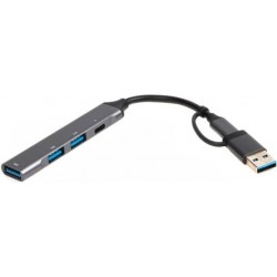 Концентратор USB Maxxter HU3C-4P1CN-01 Type-C/USB метал Концентратор USB Maxxter HU3C-4P1CN-01 Type-C/USB метал